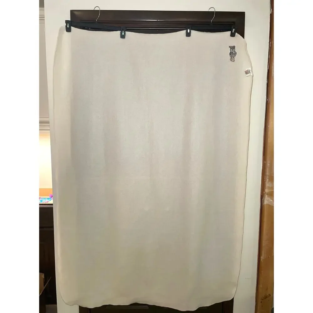 Vtg Ralph Lauren Winter Polo Bear Fleece Throw Blanket Ivory 50x68